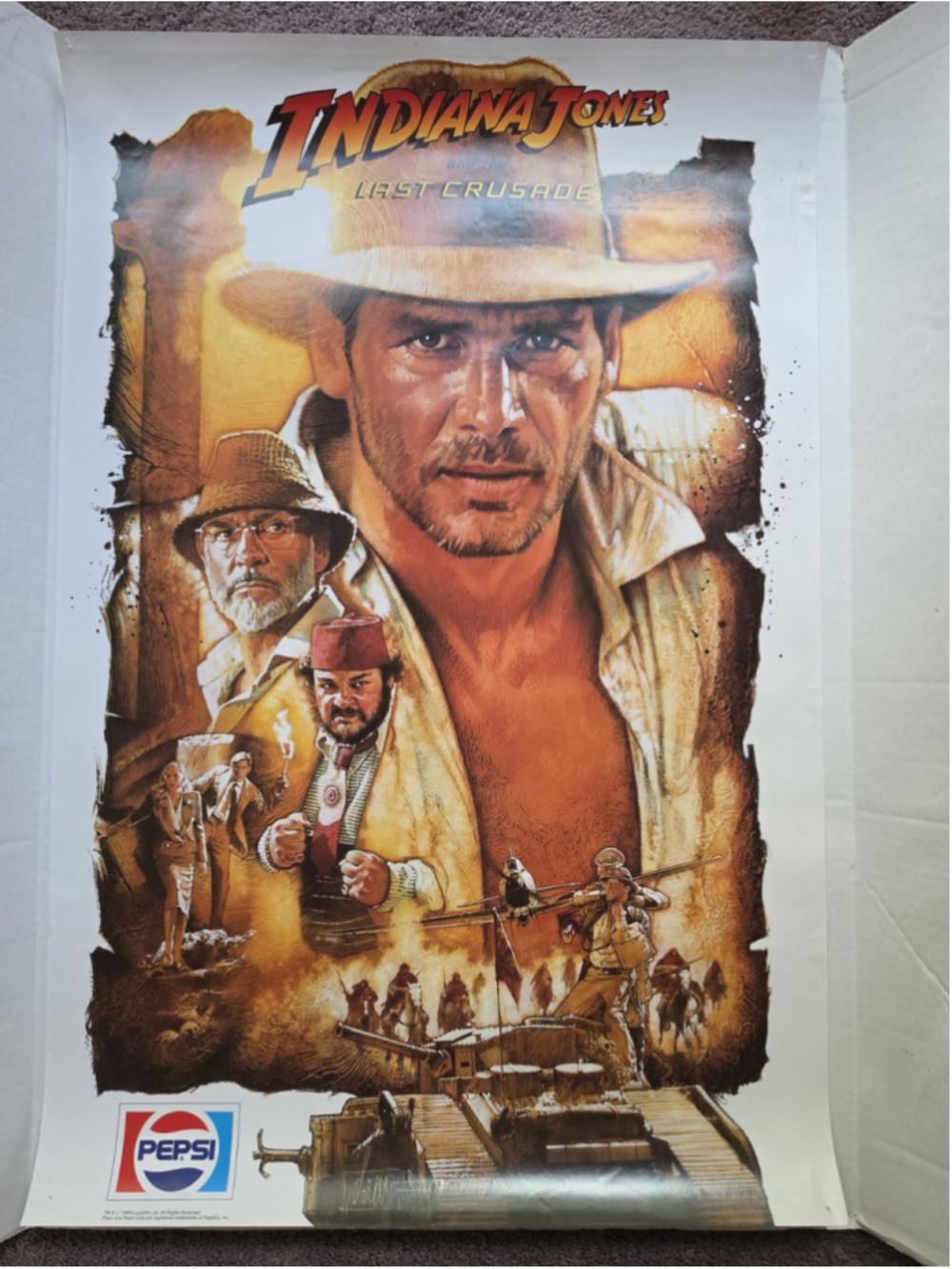 1989 Indiana Jones Last Crusade Pepsi Movie Poster Vintage Drew Struzan 23x35